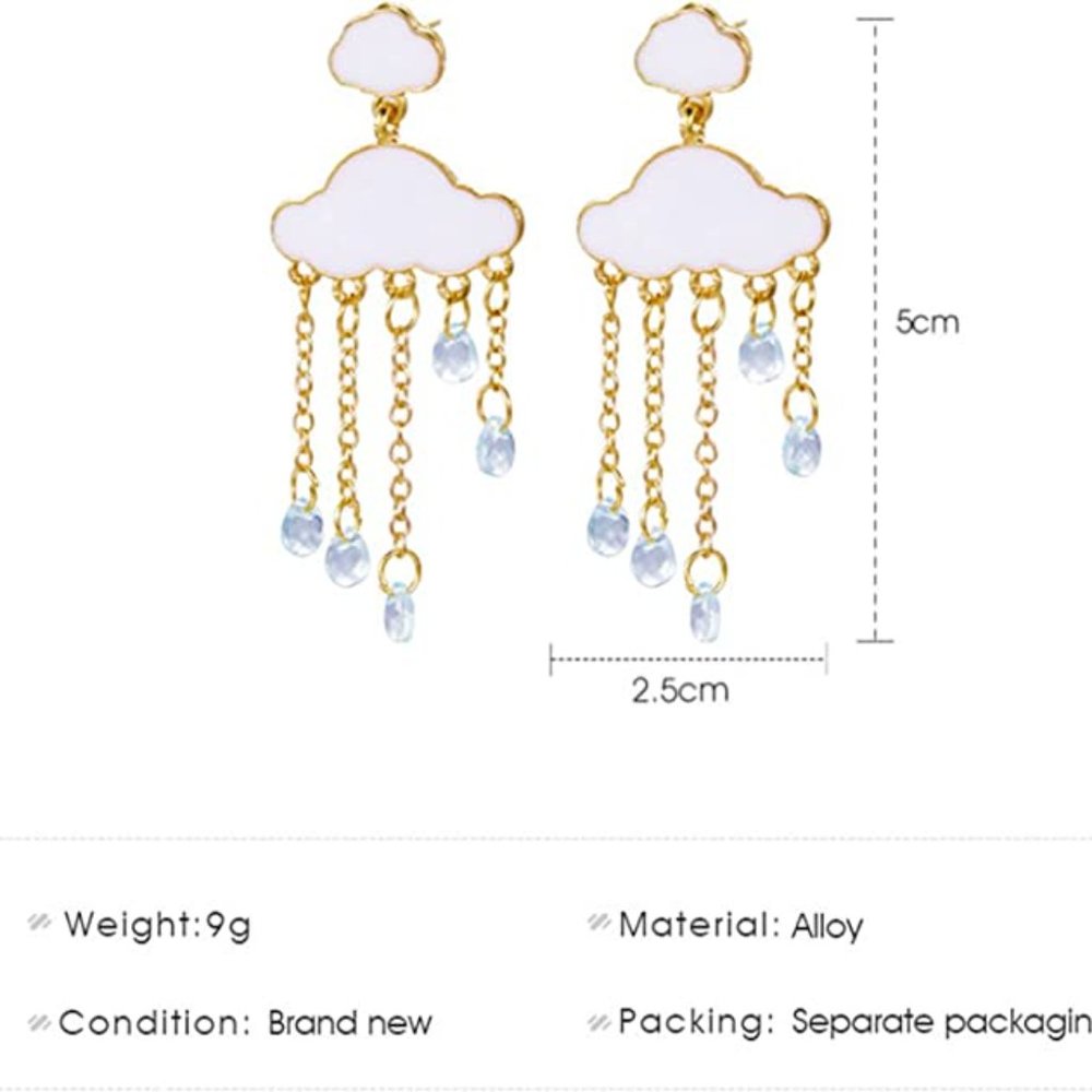Cloud Drop Gold Earrings - Picture 6 of 7